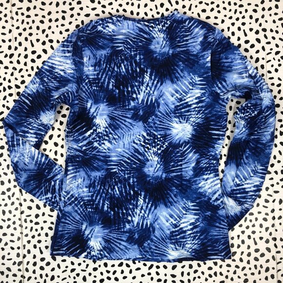 Lands End Navy Blue Tie Dye Long Sleeve Crewneck SWIM TEE Pick Your Size! - Picture 2 of 5